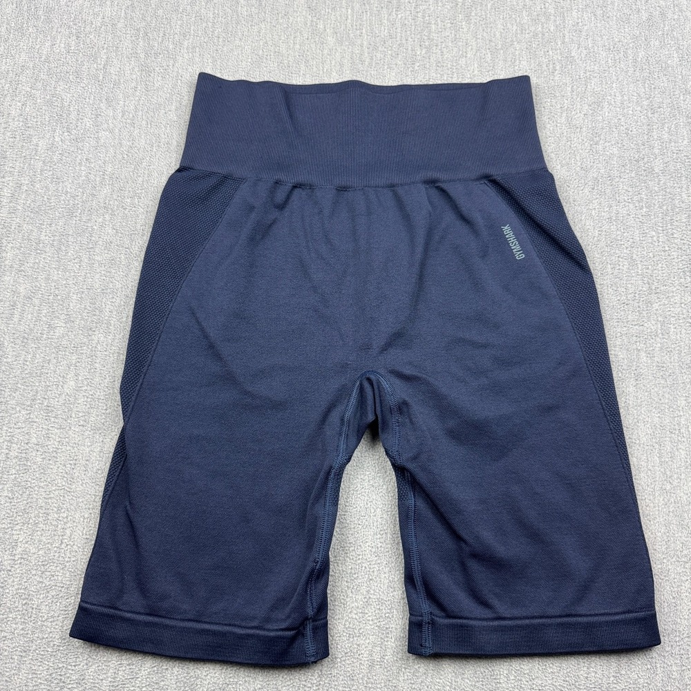 Gymshark Cycling Shorts Womens Medium Blue Flex‎ Elastic Waist Compression Logo